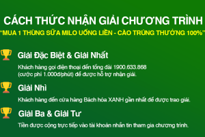 Mua sữa Milo uống liền – Cào trúng thưởng 100%