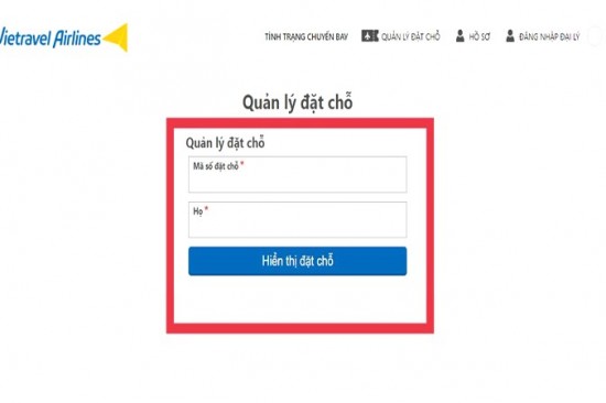 Tra cứu mã đặt chỗ vé máy bay online hãng Việt Nam