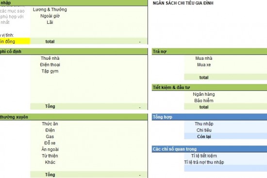 Quản lý tài chính hiệu quả với bảng chi tiêu cá nhân