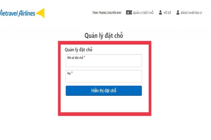 Tra cứu mã đặt chỗ vé máy bay online hãng Việt Nam