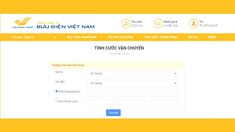 Tính cước vận chuyển