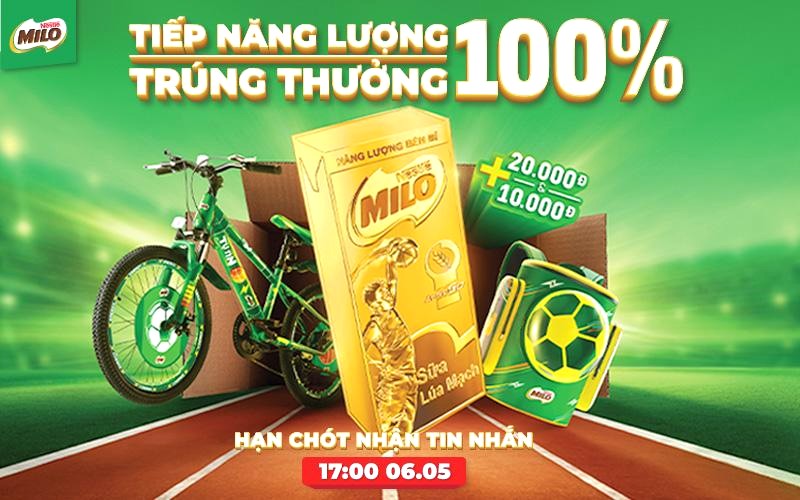 Sữa Milo: Mua thùng, trúng thưởng 100%!