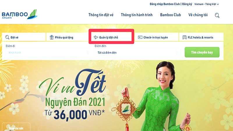 Kiểm tra mã code Bamboo Airways.