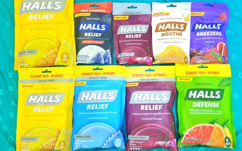 Halls: Giảm đau họng, thông cổ.