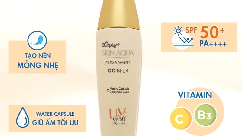 Kem chống nắng Sunplay Skin Aqua Clear White CC Milk SPF 50+ PA++++