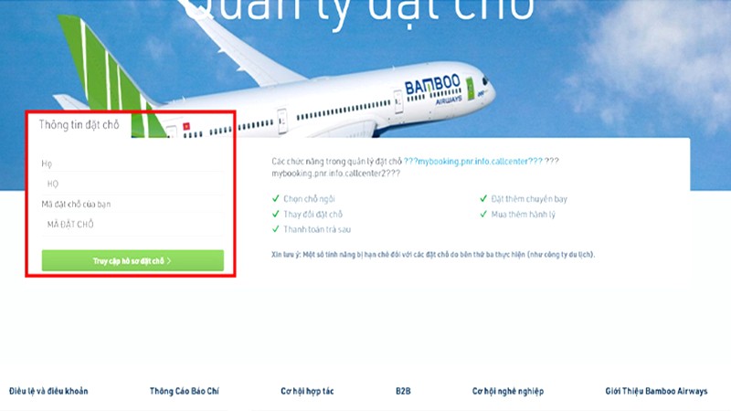 Kiểm tra mã Bamboo Airways