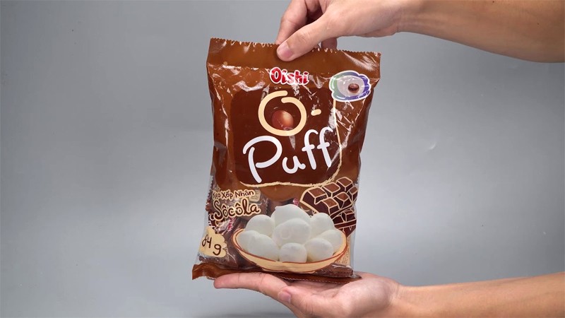 Kẹo xốp nhân socola Oishi Puff 84g