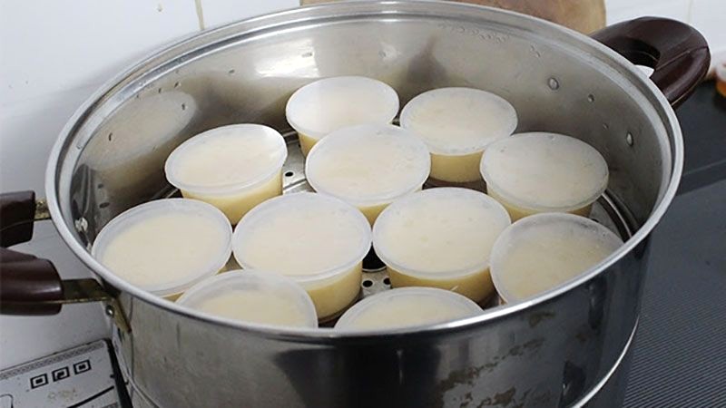 Hấp bánh flan