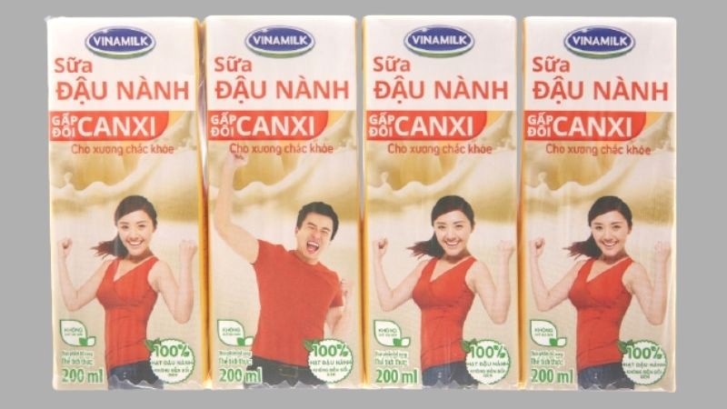 Sữa đậu nành Vinamilk: Canxi gấp đôi hộp giấy 1L không đường