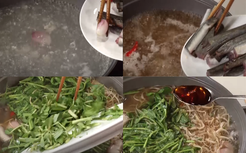 Nấu canh cá kèo rau đắng