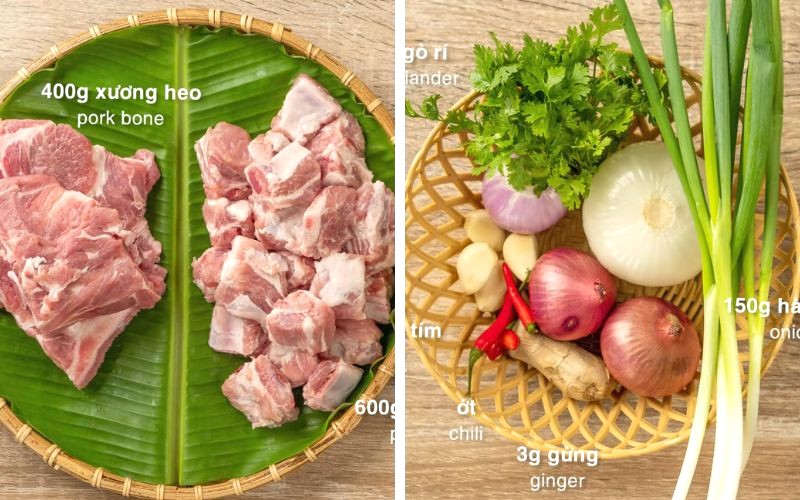 Nguyên liệu nấu cháo xương heo