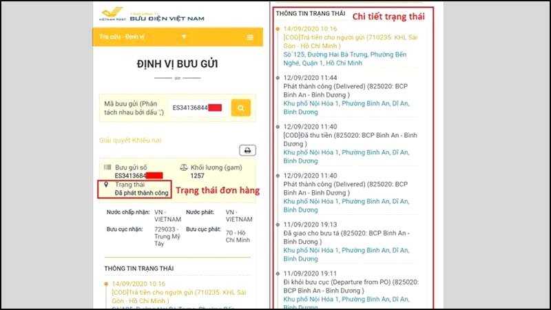 Tra cứu vận đơn VNPost