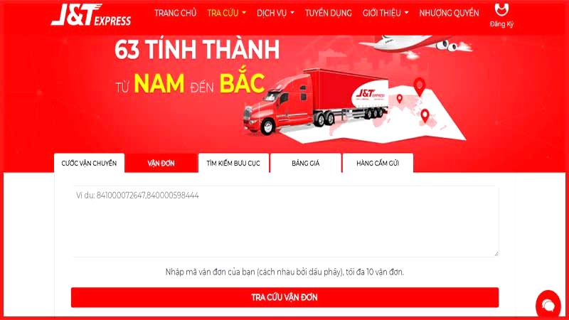 Tra mã vận đơn J&T Express