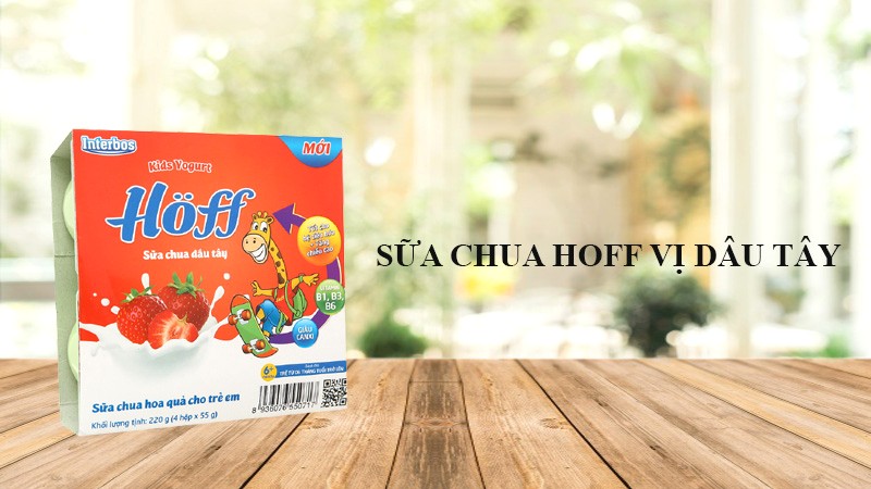 4 hộp sữa chua Hoff dâu tây 55g