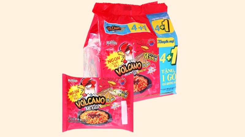 5 gói mì Koreno Volcano vị gà (118g)