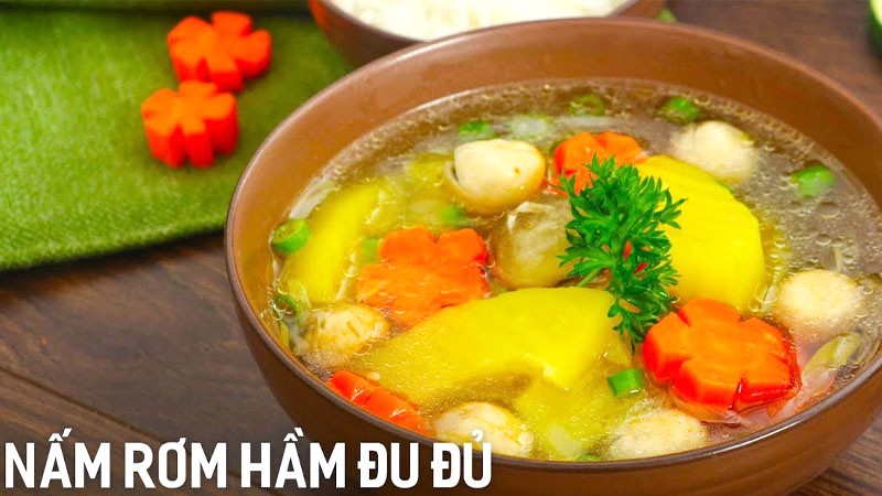 Canh đu đủ nấm rơm