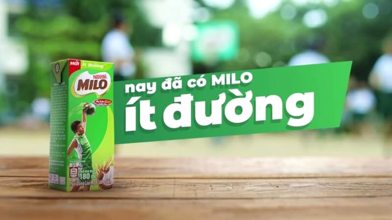 Milo ít đường, hộp giấy tiện lợi.