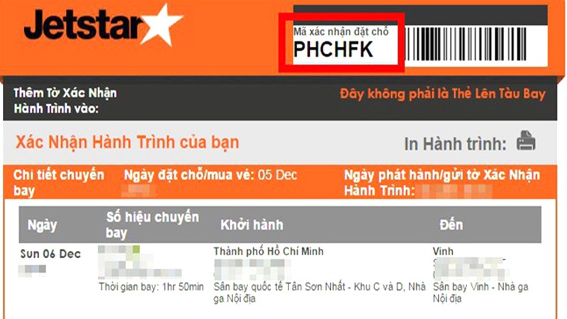 Kiểm tra mã đặt chỗ Jetstar Pacific.