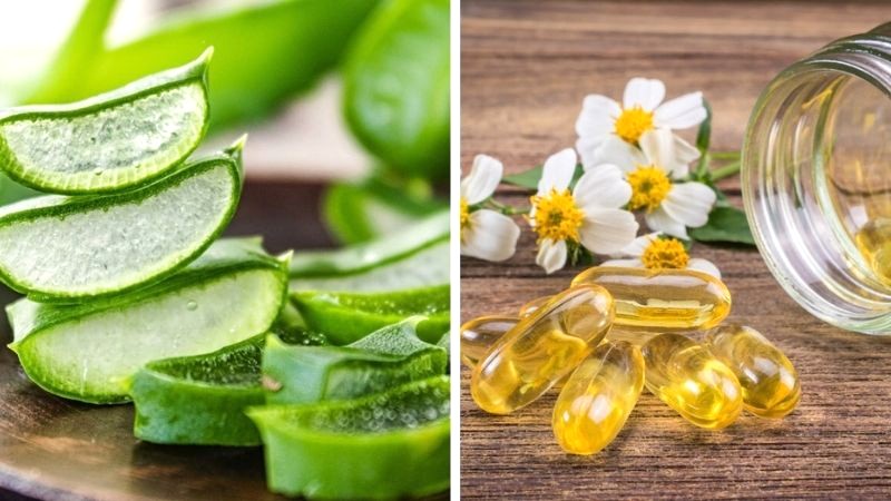 Môi hồng tự nhiên với nha đam và vitamin E.