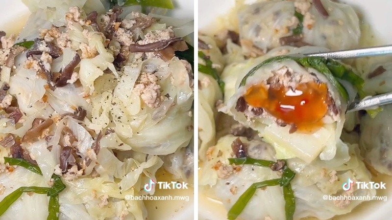 Thưởng thức canh bắp cải cuộn thịt