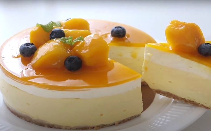 Cheesecake xoài ngon, mềm, không cần lò nướng