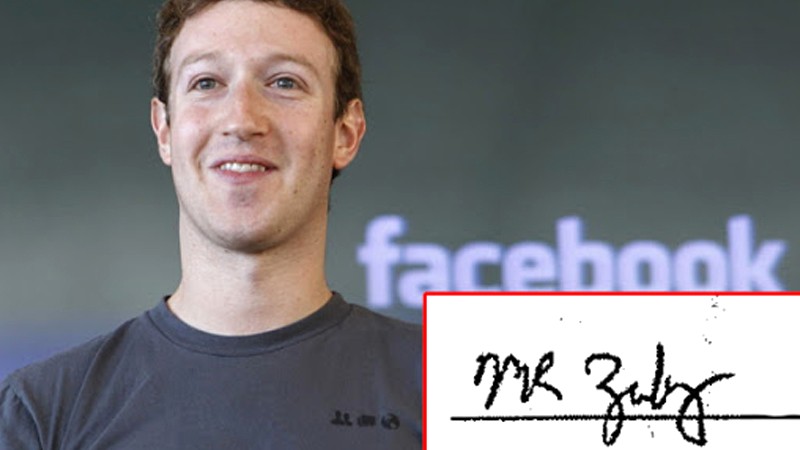 Chữ ký của Mark Zuckerberg