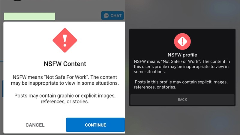 Một số thông báo về nội dung NSFW