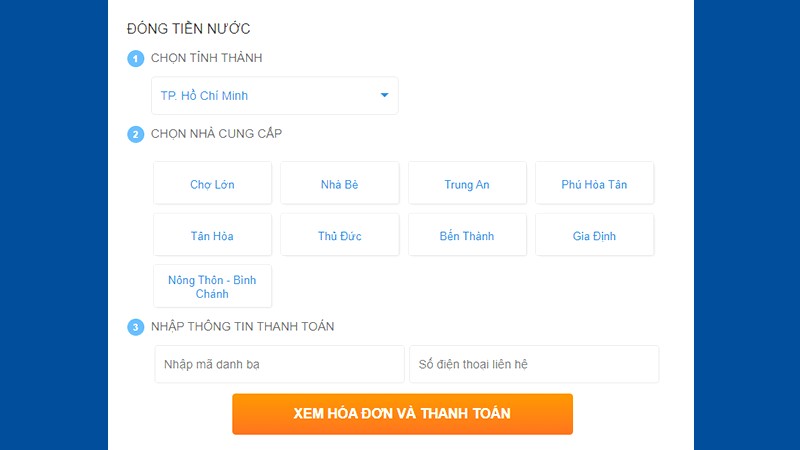 Kiểm tra hóa đơn nước online.