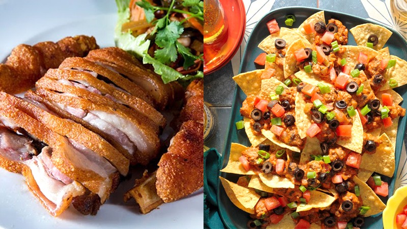 Giò heo chiên muối và Nachos