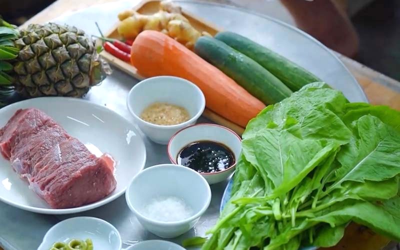 Nguyên liệu làm món bò cuộn lá cải