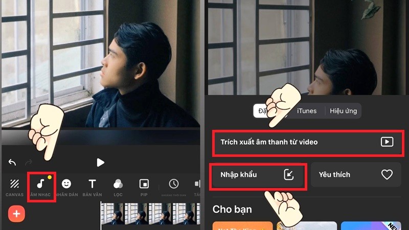 Thêm âm thanh bằng cách chọn hình nốt nhạc.