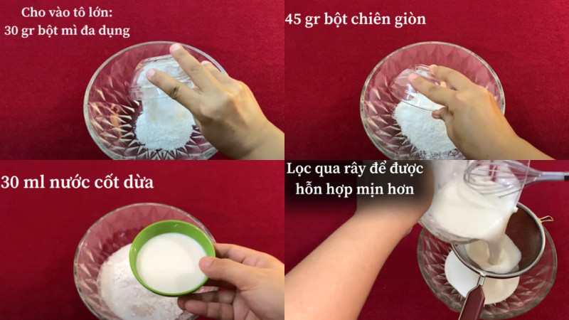 Pha bột bánh khoai lang sợi