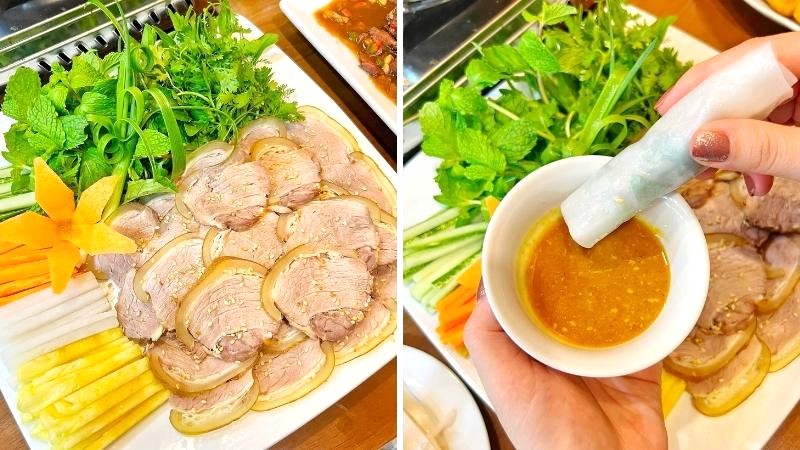 Bò tơ hấp cuốn bánh tráng