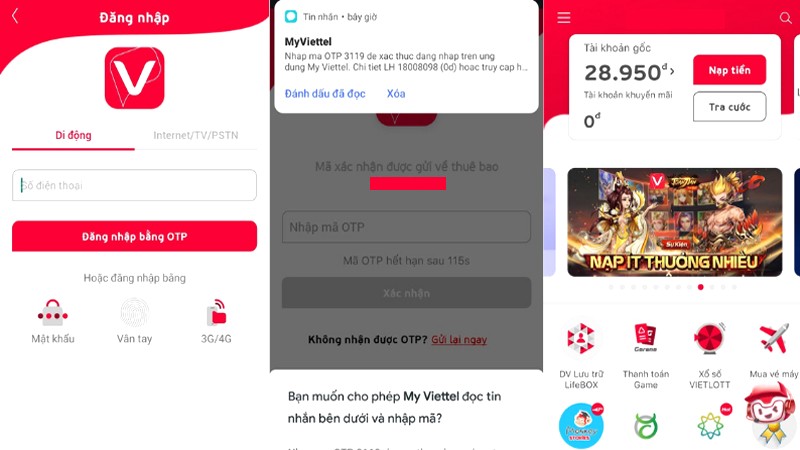 Chuyển đổi sim qua App My Viettel