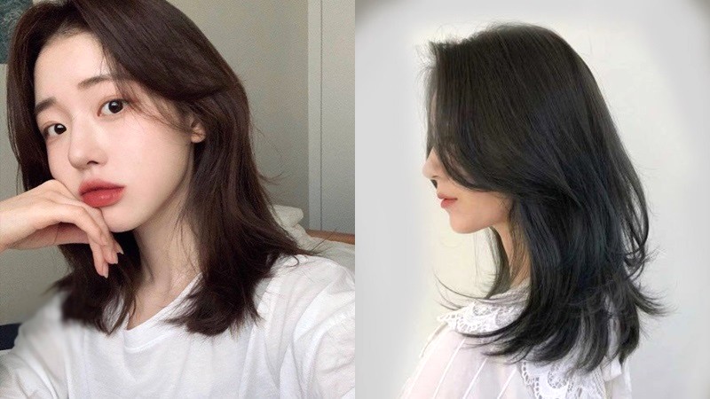 Kiểu tóc mullet layer mái dài, nữ tính dịu dàng.