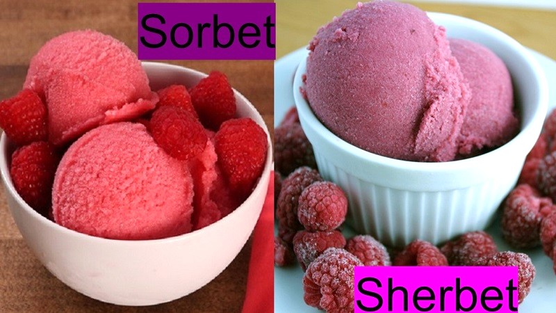 Sherbet có sữa, sorbet không.