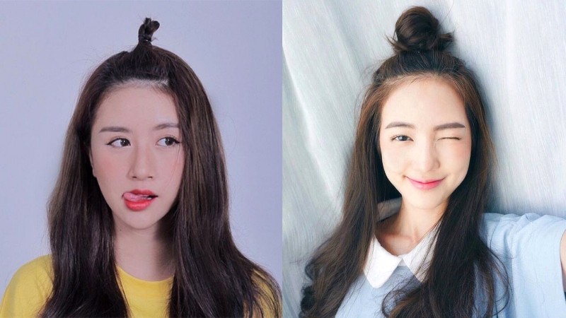 Búi tóc topknot dễ thương