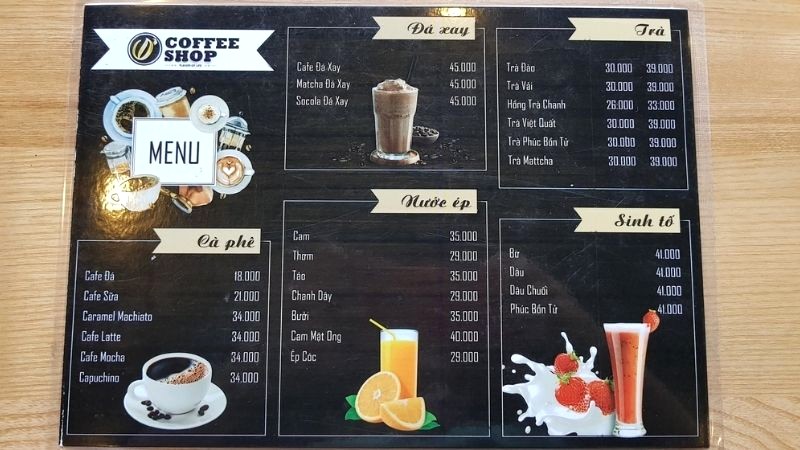 Menu của quán DCoffee