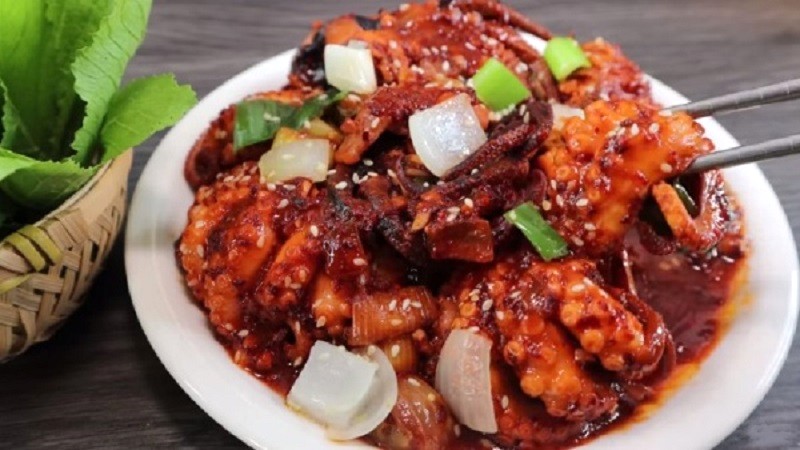 Bạch tuộc xào cay Hàn Quốc 🌶️🐙