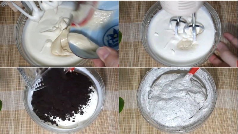 Kem Oreo trộn đều.