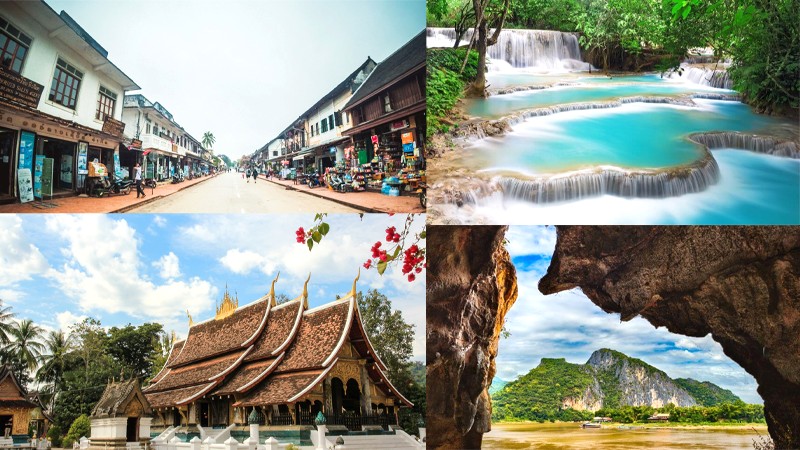 Phong cảnh Lào: Phố cổ Luang Prabang, chùa Xieng Thong, thác Kuang Si, hang động Pak Ou.