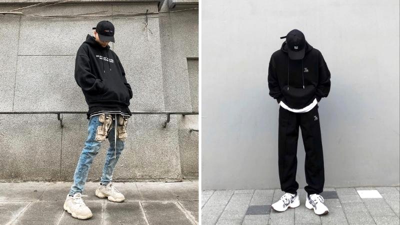 Áo hoodie phối cùng giày sneaker