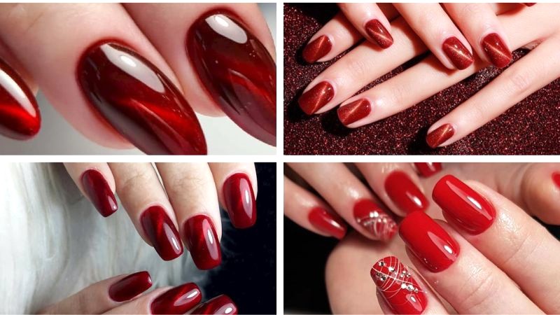 Nail mắt mèo đỏ rực rỡ