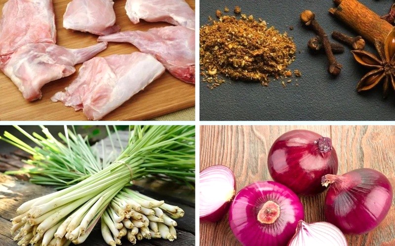 Nguyên liệu làm thịt thỏ rán ngũ vị