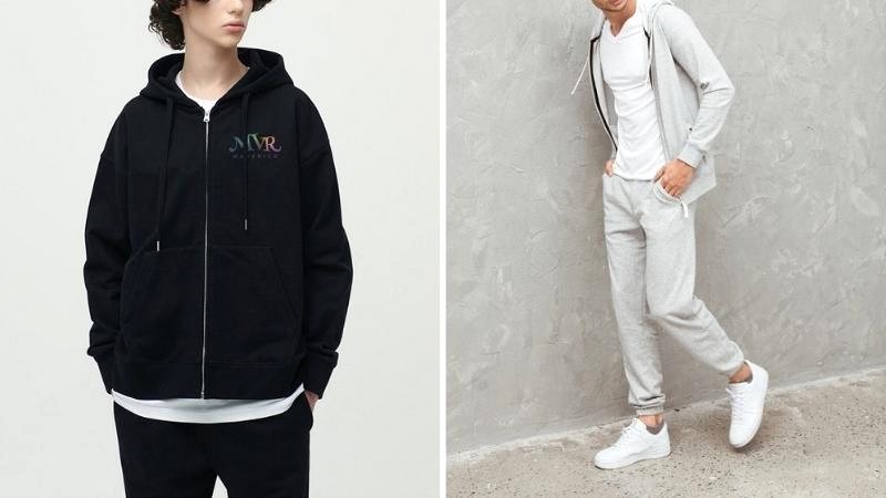 Hoodie khóa zip và quần jogger thun