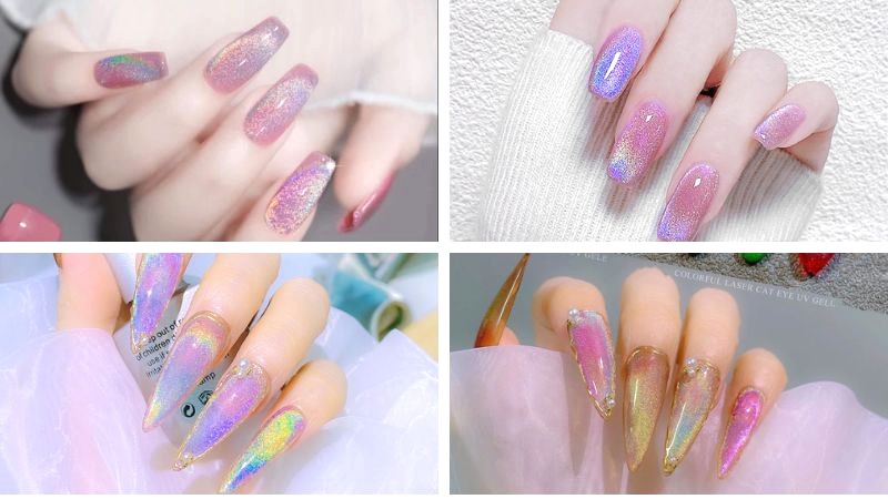 Nail mắt mèo cầu vồng đẹp