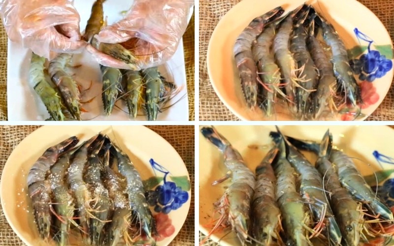 Sơ chế và ướp tôm