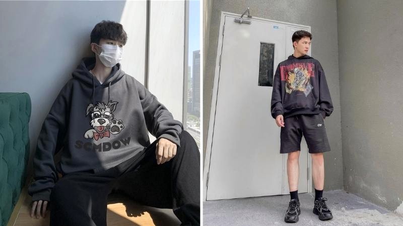 Áo hoodie in với quần dài/ngắn