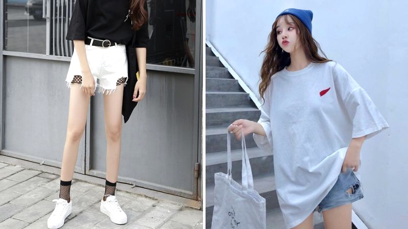 Phong cách năng động, trẻ trung với áo thun, quần short.