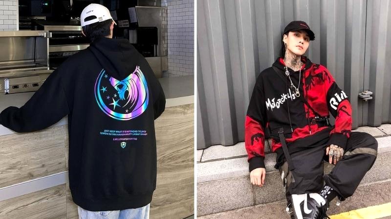 Hoodie phản quang + quần jogger/jean